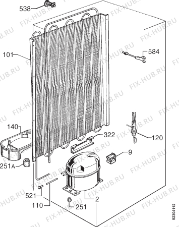 Взрыв-схема холодильника Electrolux ER7325C - Схема узла Cooling system 017